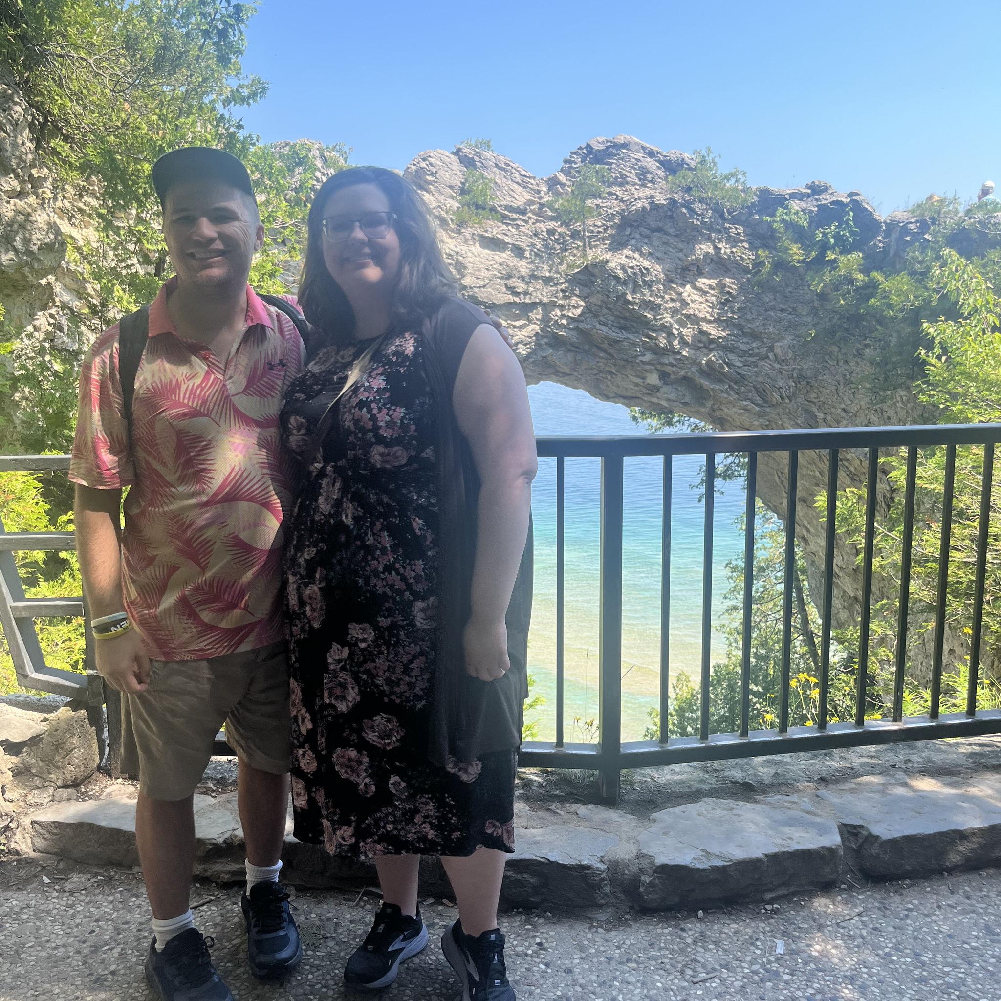 Mackinac Island's arch rock just before the proposal.