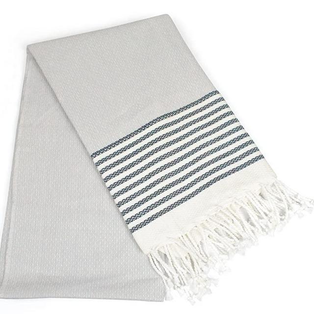 DII Peshtemal Turkish Super Soft, Absorbent, Oversized Bath Towel, Throw, & Blanket Fringe For Chair, Couch, Picnic, Camping, Beach, Yoga, Pilates, & Everyday Use , 39 x 71" - Navy Stitched Stripe