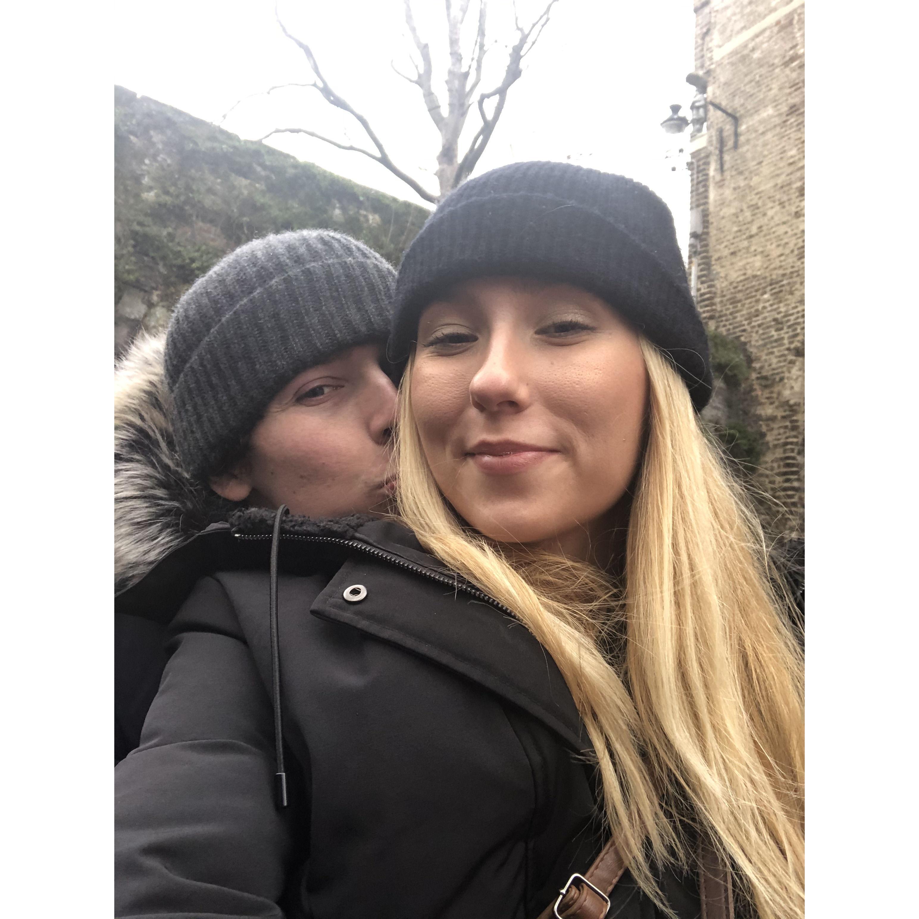 Taking a romantic boat tour around the city of Brugge