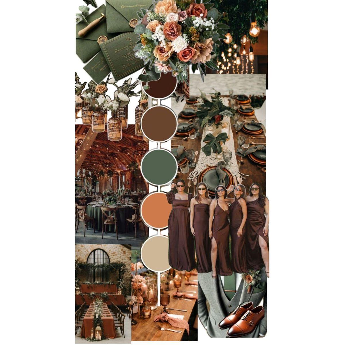 Our color is browns!! Please wear shades of brown, orange, dark green, or neutrals! Just no tan suit because that is what Colton is wearing and no white dress ;)