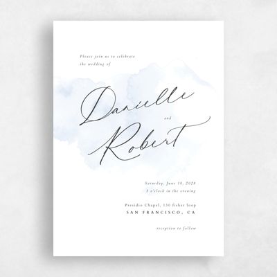 Blue Modern Wedding Invitation - Lombok Portrait