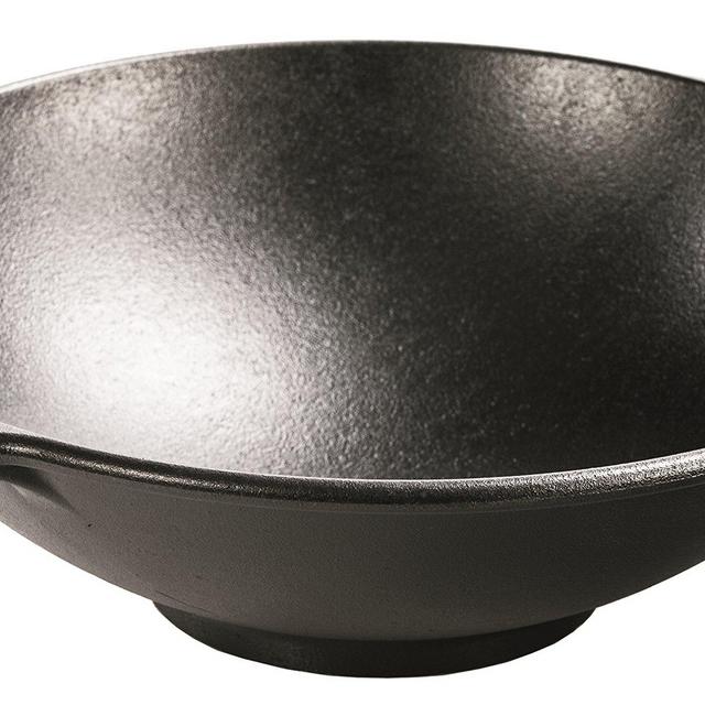Lodge Pro-Logic Wok with Flat Base and Loop Handles, 14-inch, Black