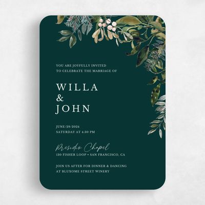 Dark Emerald, Green Wedding Invitation - Buxton Classic