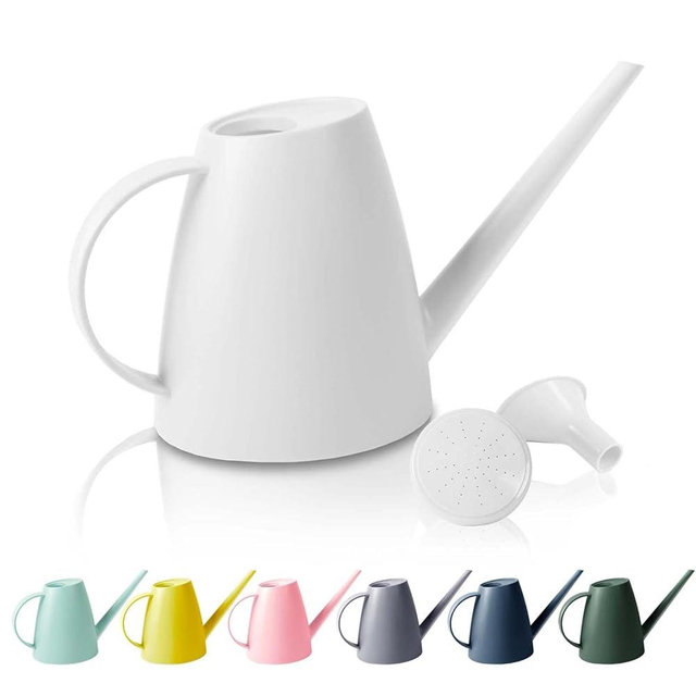 Watering Can for Indoor Outdoor Plants, Modern Small Watering Cans with Removable Nozzle, Long Spout Watering Can for Indoor Bonsai Plants Garden Flowers 1/2 Gallon 1.8L 60OZ (White)
