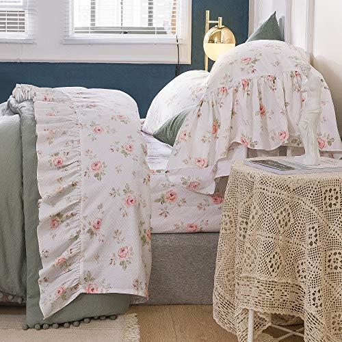 Queen's House Shabby Roses Bed Sheet Set 4-Piece Queen Size French Country Bed Sets