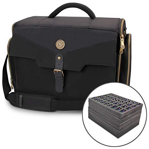 ENHANCE Portable Miniature Figure Storage & Carrying Case - 4 Foam Layers fits 108 Infantry Minis & Pick & Pluck for Large Figures - Book Sleeve & 2 Accessory Pockets for Measuring Tape, Dice & More