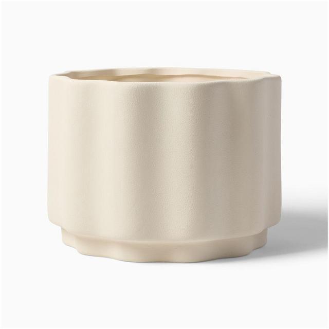 Wavy Ceramic Large Tabletop Planter, 9" x 6.6", Alabaster
