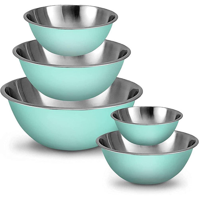 Meal Prep Stainless Steel Mixing Bowls Set, Home, Refrigerator, and Kitchen Food Storage Organizers | Ecofriendly, Reusable, Heavy Duty By WHYSKO (Blue)