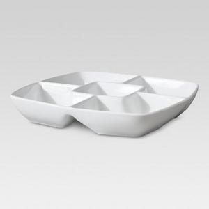 Square Porcelain Divided Serving Platter 11.5" White - Threshold