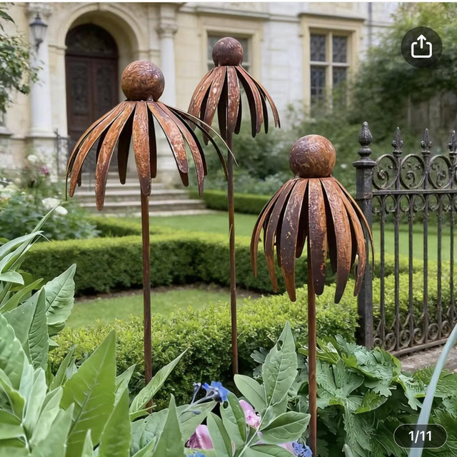 3pcs rusty flower garden outdoor statue rustic - Temu