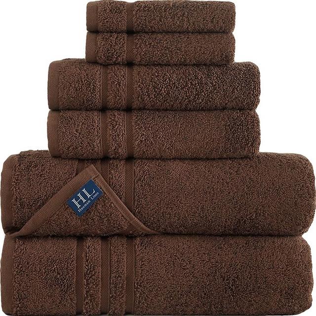 Hammam Linen Brown 6 Pack Bath Towels Sets Linen for Bathroom Original Turkish Cotton Soft, Absorbent and Premium 2 Bath , 2 Hand , 2 Washcloths