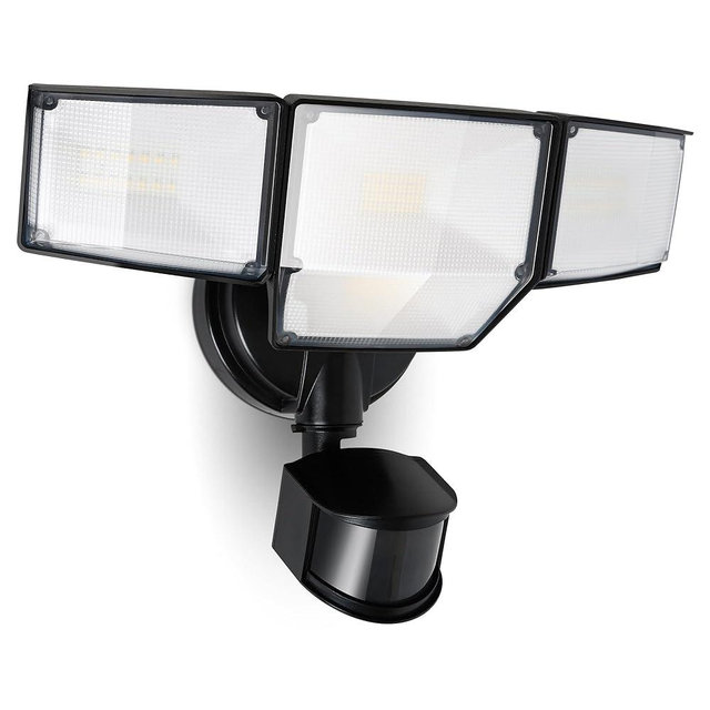 LUTEC 80W 9000LM LED Security Light Motion Sensor Outdoor Lights, 4 Head LED Flood Lights Outdoor 5000K Daylight, IP65 Waterproof, Motion Detected Lights for Outside, House, Garage, Yard (Black)