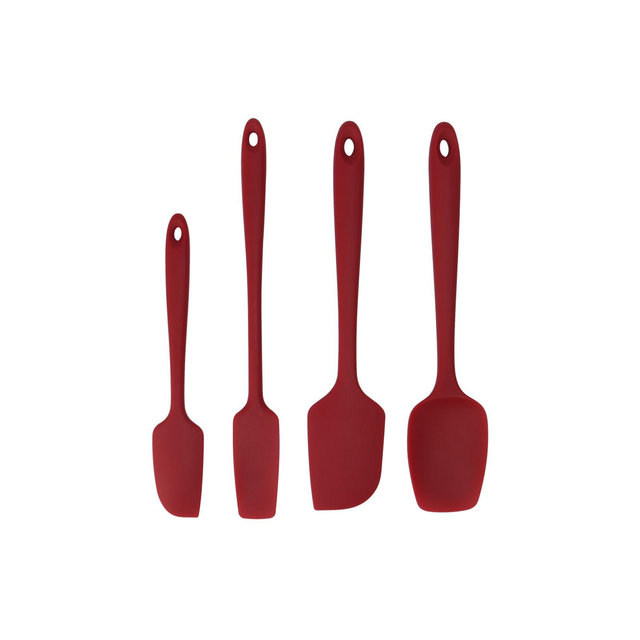 Unique Bargains Silicone Heat Resistant Non-scratch Non-Stick Cooking Turners Spatula Red 4 Pcs