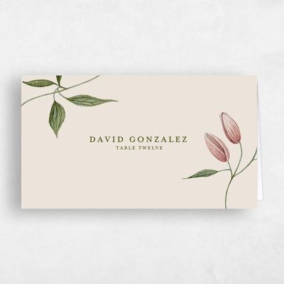 Beige Wedding Place Card - Findley