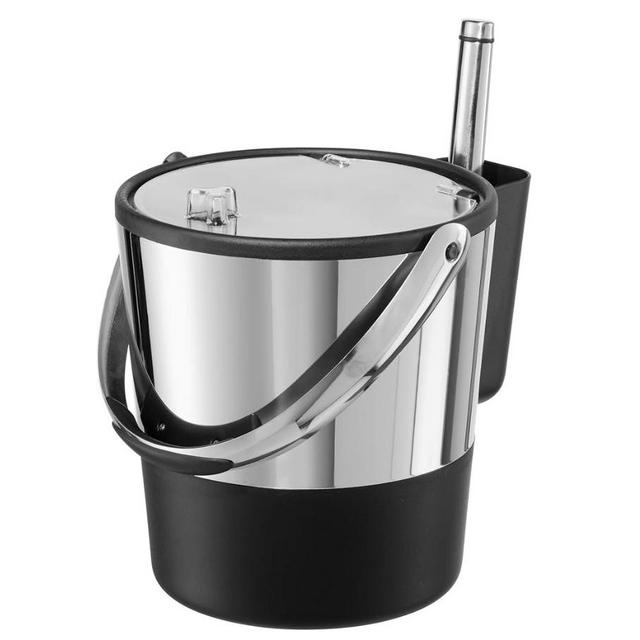 Oggi Insulated Ice Bucket, 4 Quart / 3.8 L, Stainless Steel, Black.