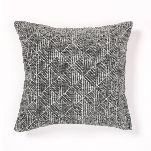 18"x18" Geometric Chenille Woven Jacquard Reversible Throw Pillow Charcoal Gray - freshmint