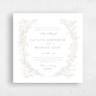 Canvas Tan, White Wedding Invitation - Daphnel Square