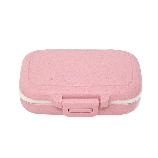 Honbay Vitamin Organizer Box Portable Travel Pill Case Healthy Eco-Friendly Wheat Straw Small Pill Box (Cherry Pink)