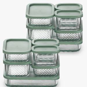 24 Piece Glass Airtight Meal Prep & Storage Containers with Lids (Set of 12) - Sage Green