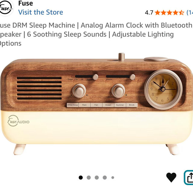 Fuse DRM Sleep Machine | Analog Alarm Clock with Bluetooth Speaker | 6 Soothing Sleep Sounds | Adjustable Lighting Options