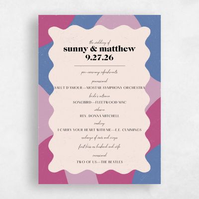 Fuchsia, Pink Wedding Program - Allegria
