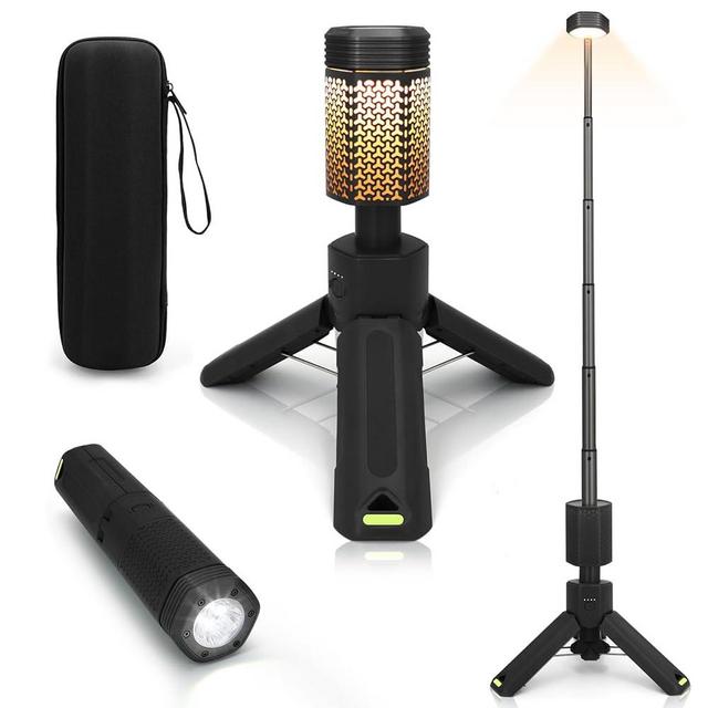 Telescopic Camping Lights, Rechargeable 10500mAh Camping Lantern with Storage Bag, Waterproof LED Camping Lamp with Magnetic, Portable Outdoor Tent Light for Camping,Hiking,Emergency,Fishing (Black)