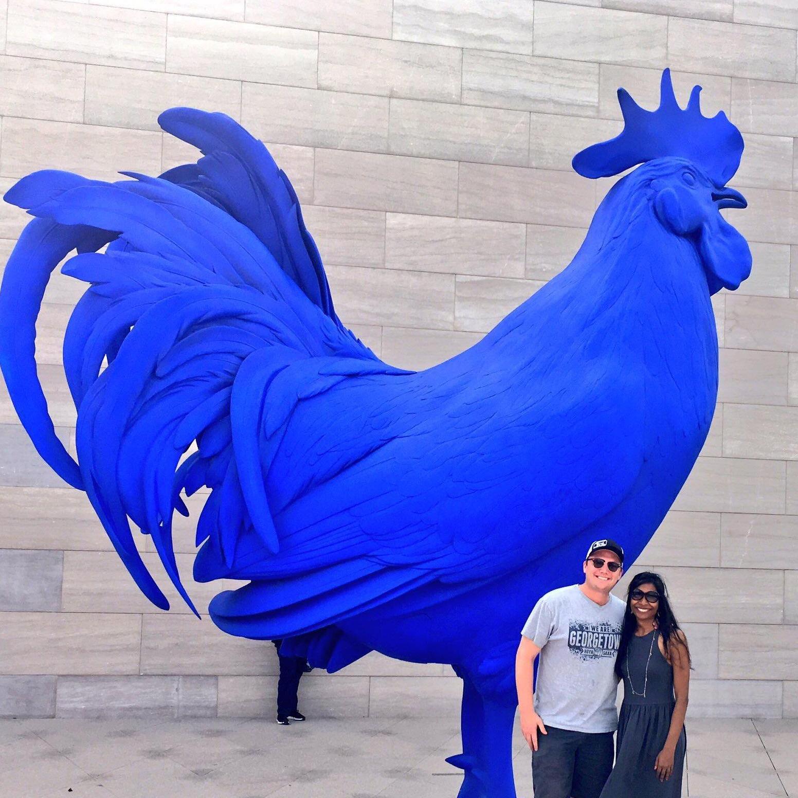 At the National Gallery of Art. Artist Katharina Fritsch's Hahn/Cock is just towering over us.