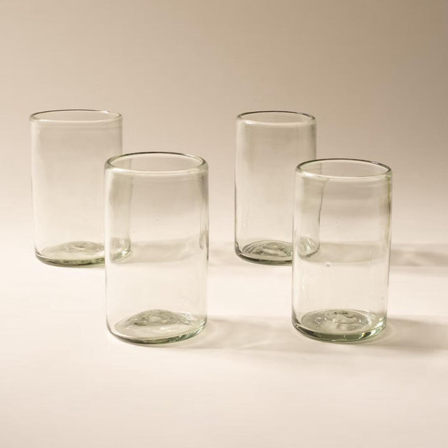 Recycled Handblown Glassware- Tall, Clear, Set of 4