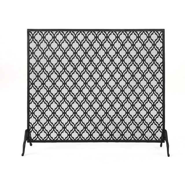 Christopher Knight Home Elmer Single Panel Iron Fireplace Screen, Black