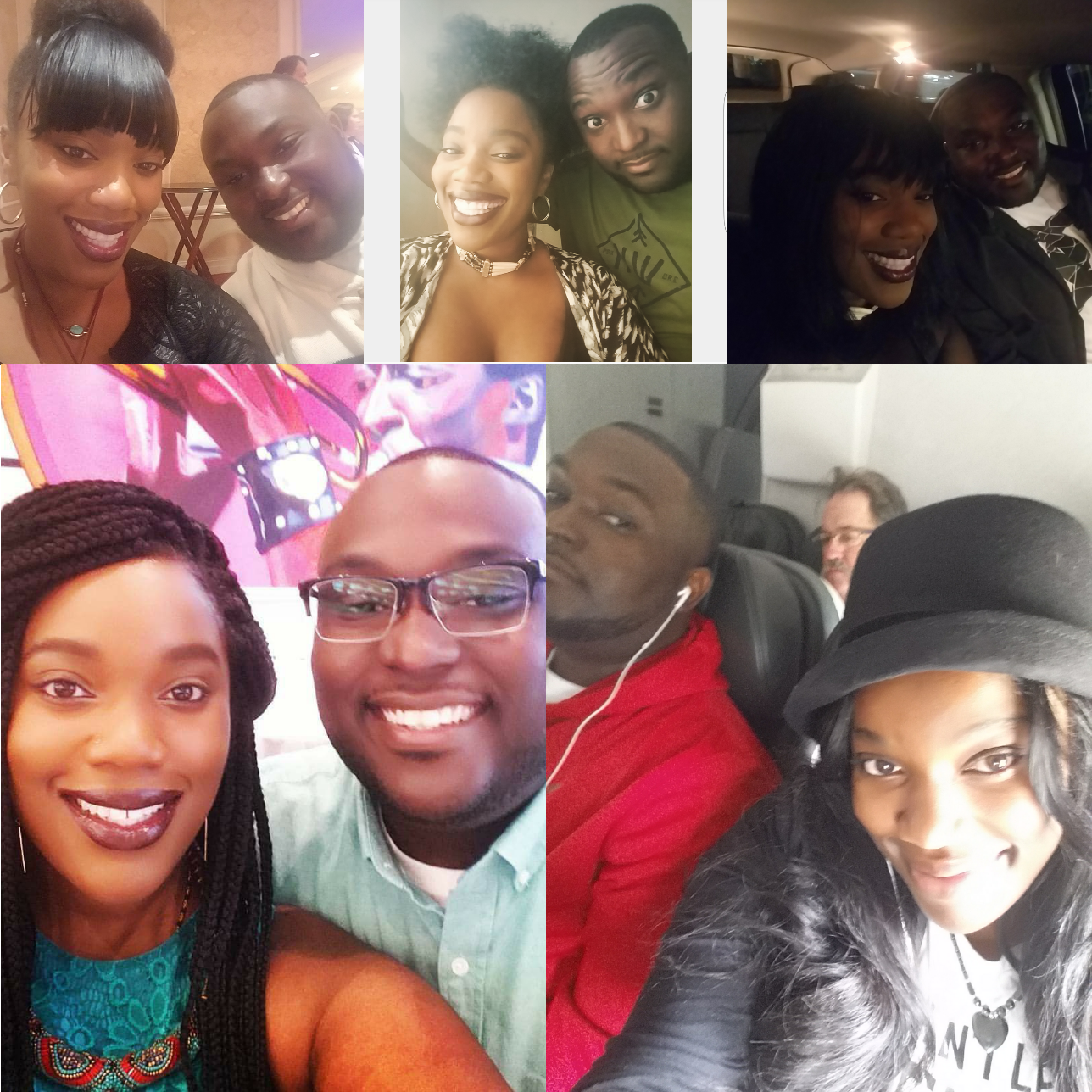 Whether at a work holiday party, Thanksgiving, Date night, celebrating another couple journey down the aisle, or on a plane to Vegas you will find us together smiling through the thick and thin of it