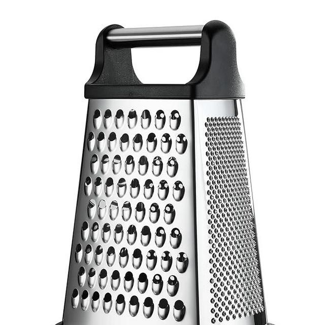 Professional Cheese Grater - Stainless Steel, XL Size, 4 Sides - Perfect Box Grater for Parmesan Cheese, Vegetables, Ginger - Dishwasher Safe - Black