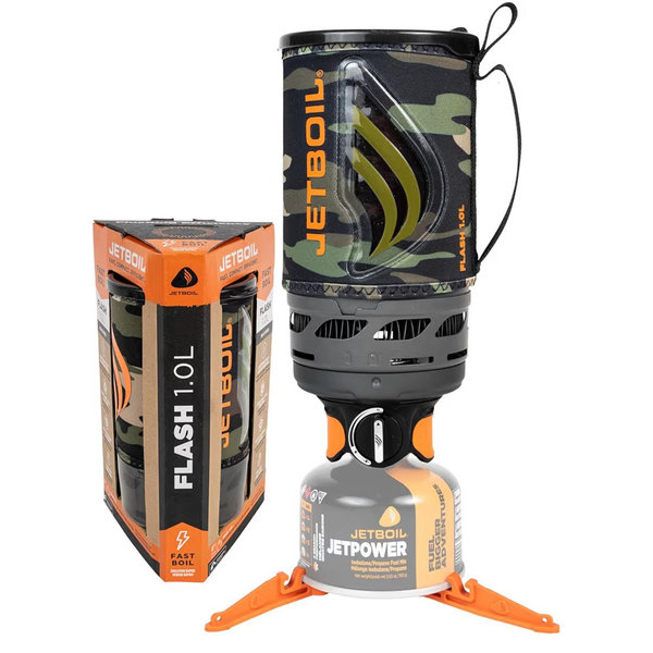 Jetboil Flash 1.0L Portable Fast Boil Stove for Camping and Backpacking with 1-Step Auto Ignition, New for 2025, Propane/Isobutane Burner with Cooking Cup