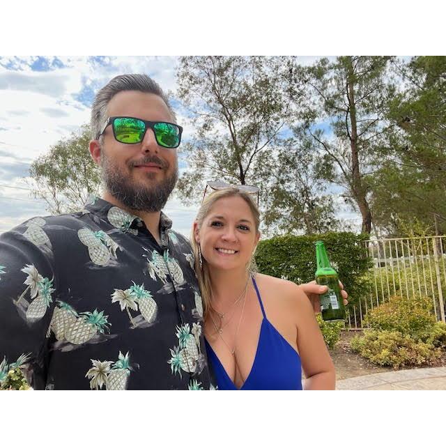 Our friends wedding in CA. 100 degrees out haha