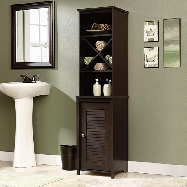 Sauder Peppercorn Linen Tower, L: 14.72" x W: 15.51" x H: 60.59", Cinnamon Cherry