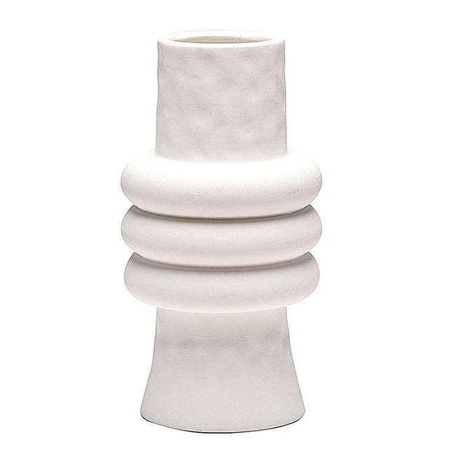 ANDING White Ceramic Vase is a Nordic Minimalist Style Decoration, Creative Vase, Used for Decoration, Kitchen, Office Or Living Room, Modern Geometric Decorative Vase for Home Decoration (A398White)