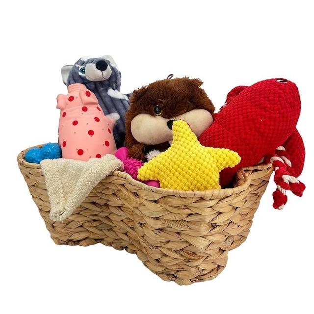 OtterPets Dog Toy Basket, Hyacinth Cat & Dog Bone Shaped Basket, Wicker Pet Toy Bin Organizer, Dog Toy Storage, Dog Toy Bin, Dog Basket (17x13 Hyacinth)