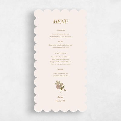 Beige Scalloped Wedding Menu - Pomeroy