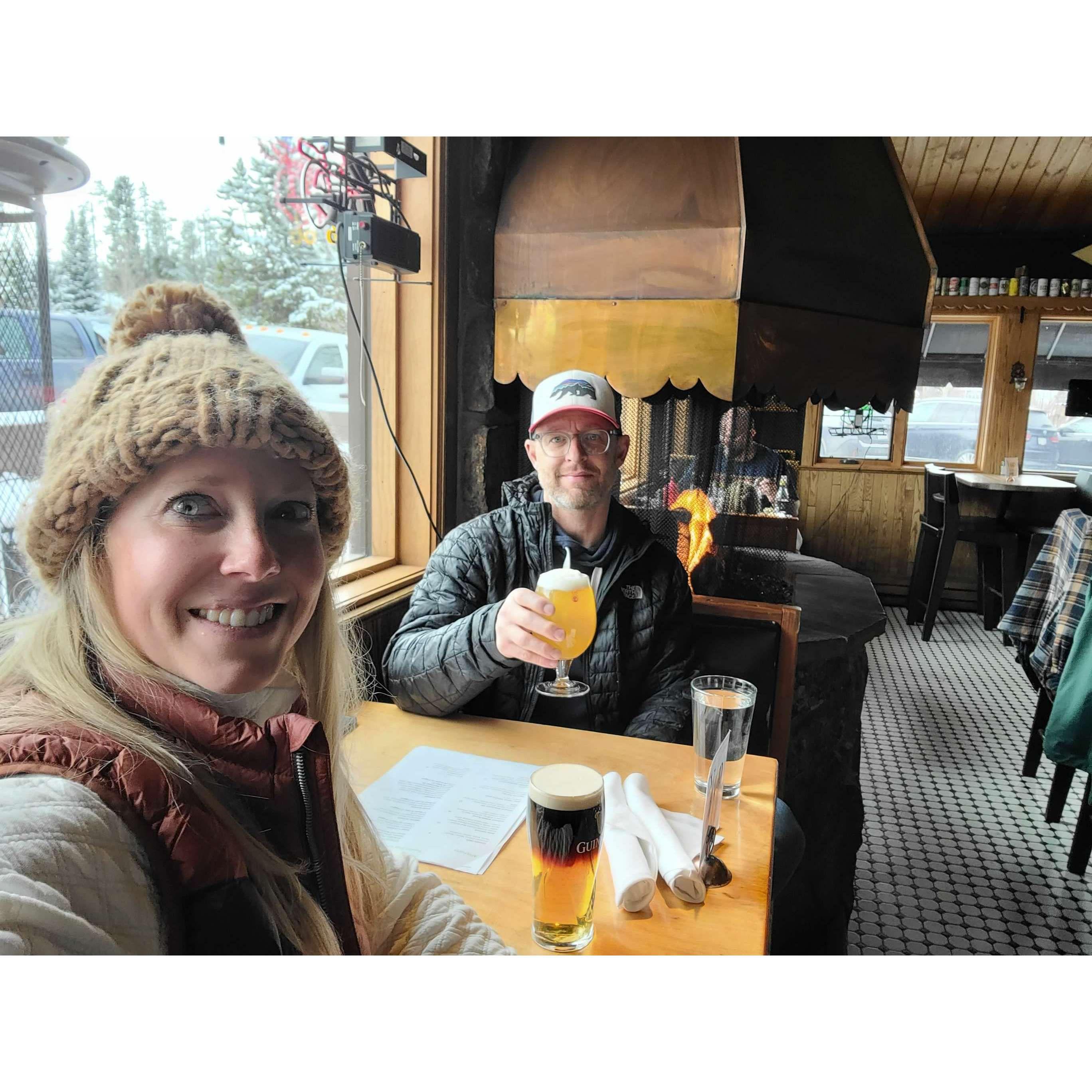 Lunch and drinks in Frasier, Colorado after cutting down our tree - December 2022