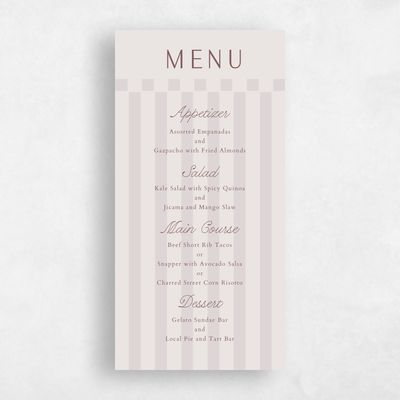 Lavender Mist, Purple Wedding Menu - Sabbia