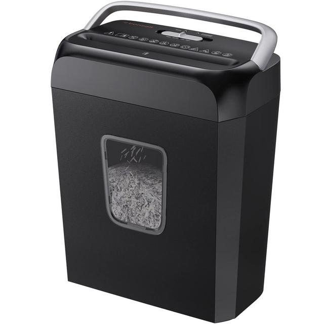 bonsaii Paper Shredder for Home Use, 6-Sheet Crosscut Paper and Credit Card Shredder for Home Office, Home Shredder with Handle for Document, Mail, Staple, Clip-3.4 Gal Wastebasket(C237-B)