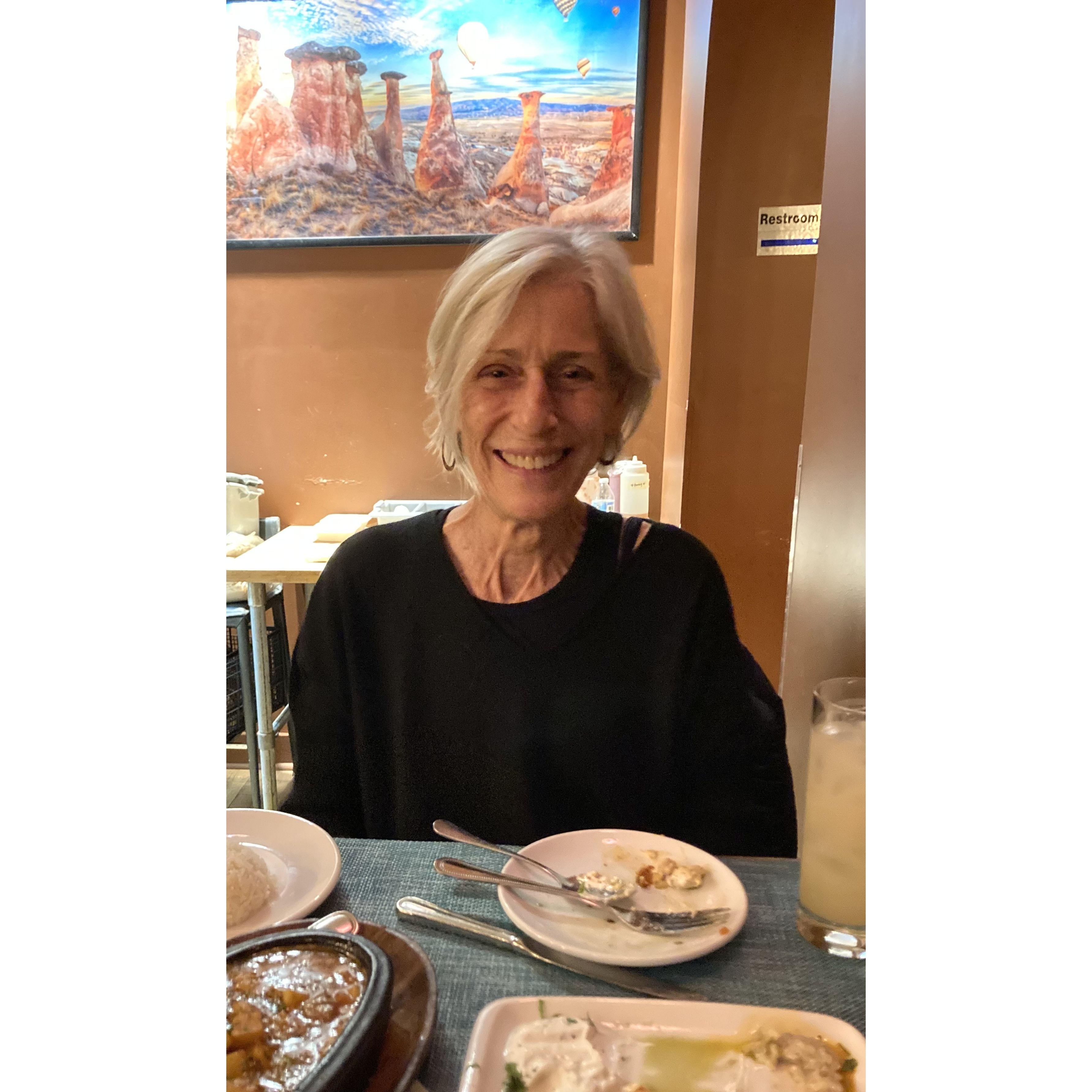 <3 Aunt Karen <3 Sitting down to Mediteranean food before we saw Devi perform in Beauty and the Beast