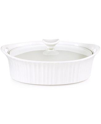 Corningware French White 2.5-Qt. Oval Casserole with Glass Cover