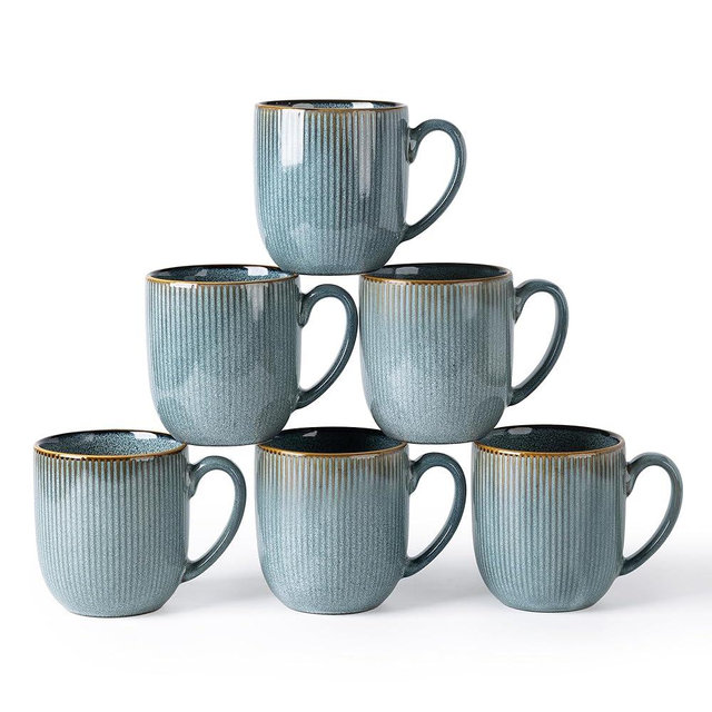 GBHOME Ceramic Coffee Mugs Set of 6, 12oz Handmade Ceramic Coffee Mugs Set with Gradient color for Latte/Tea/Beer/Hot Cocoa, Dishwasher & Microwave Safe