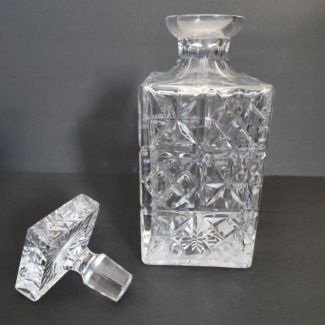 Vintage Crystal Whiskey Decanter Bottle Carafe Bourbon Scotch Mid Century