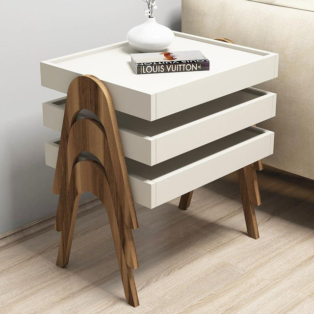 WoodVariant Roma Coffee Table - Walnut/Cream