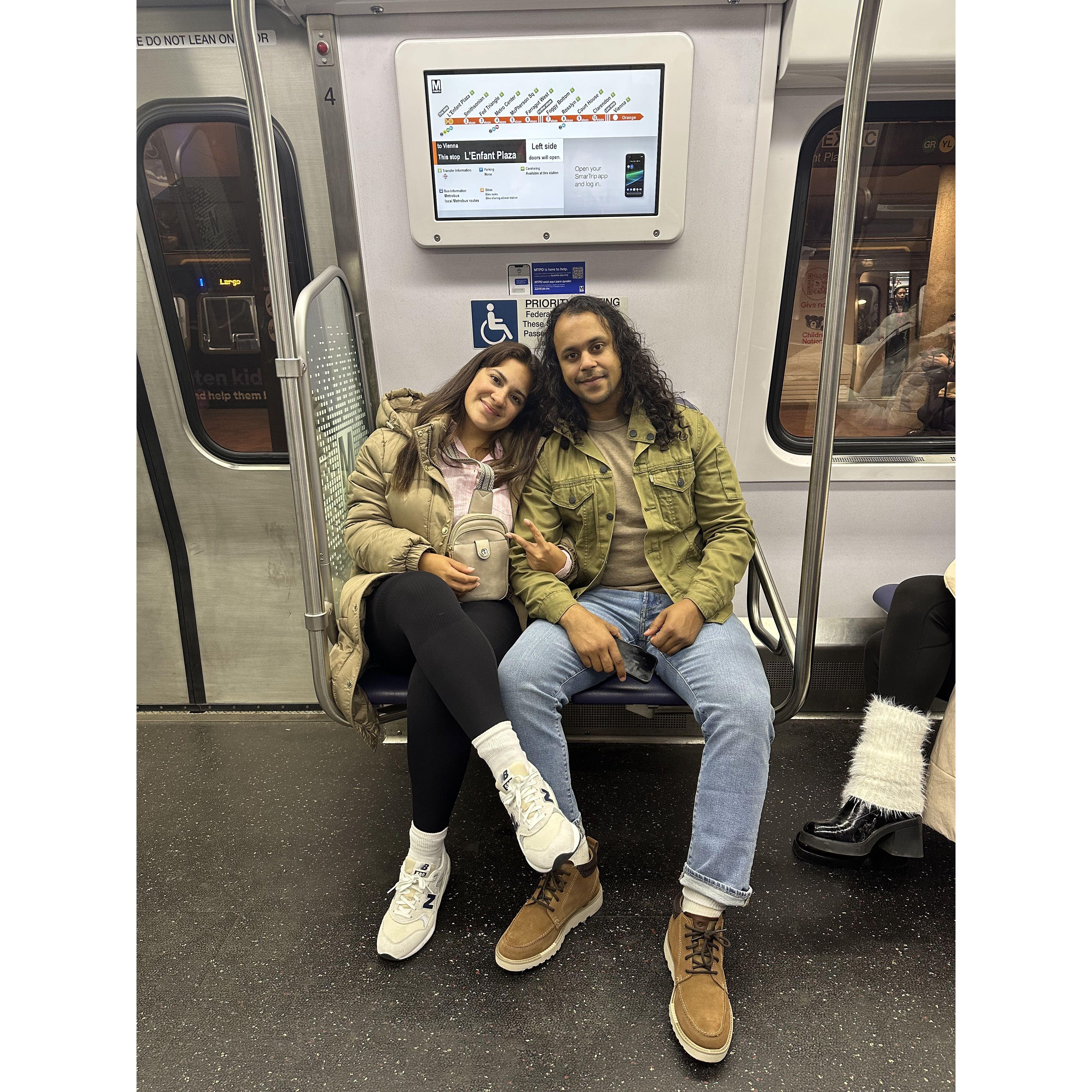 Our first subway ride in DC, in 2023