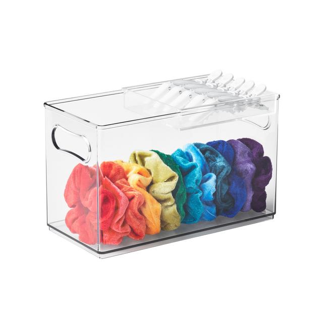 The Home Edit Narrow Bin with Slider Tray, Clear Plastic Storage Bin