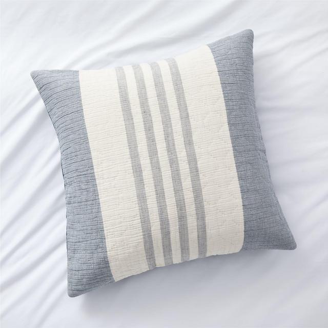 Laurentis Blue Crinkle Stripe Standard Euro Sham