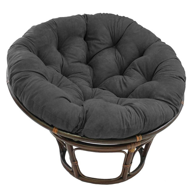 Blazing Needles Solid Microsuede Papasan Chair Cushion, 52" x 6" x 52", Steel Grey