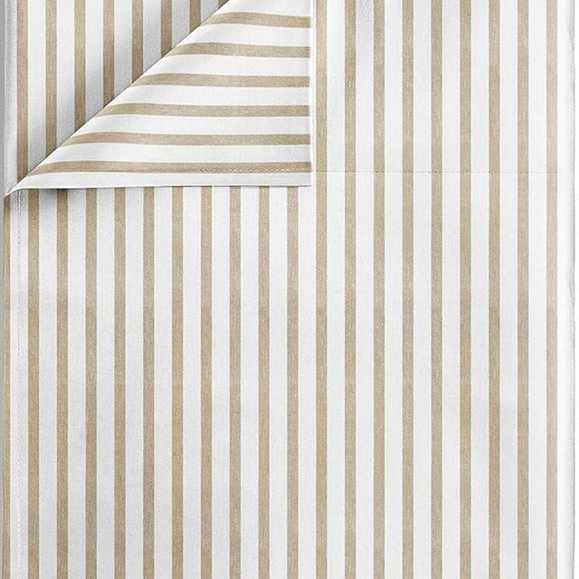 Queen Size Flat Sheet - Hotel Quality Top Flat Bed Sheet Only - Ultra-Soft, Comfy, Breathable & Cooling - Fade & Wrinkle Free - Easy-Care, Stain & Shrink Resistant Bedding - Oeko-Tex - Beige Stripes